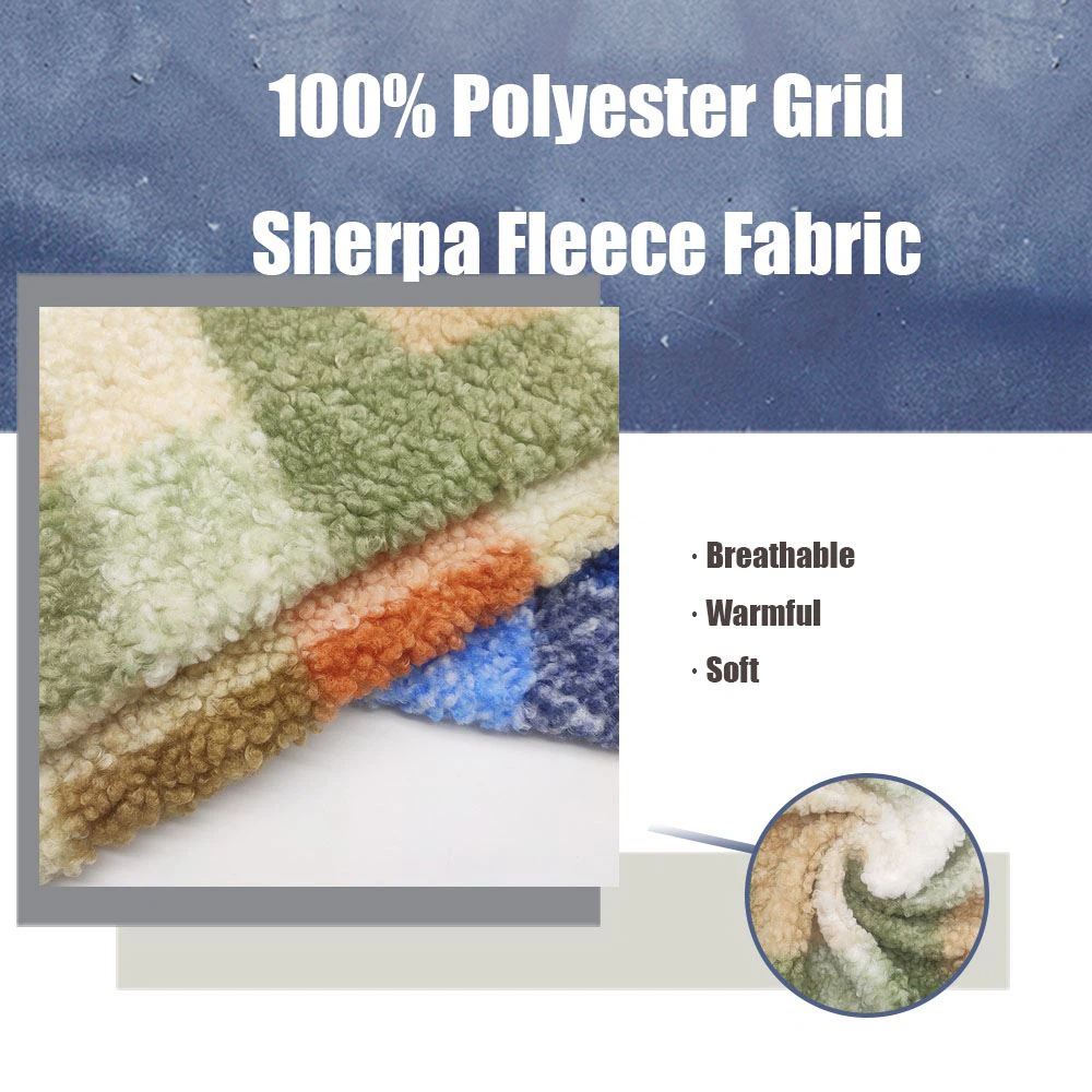 Printed Grid Sherpa Fleece Fabric Printed Grid Sherpa Fleece Fabric