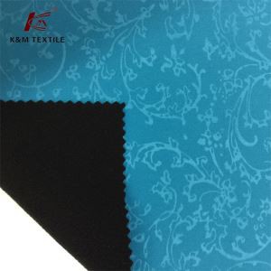 Flower Pattern Embossed Stretch Fabric Bonded With Fleece Fabric