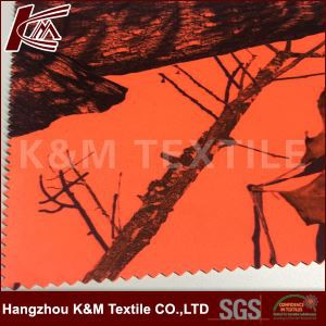 Knit Polyester Fluorescence Printed Micro Brushed Tricot Fabric for Hunting Cloth