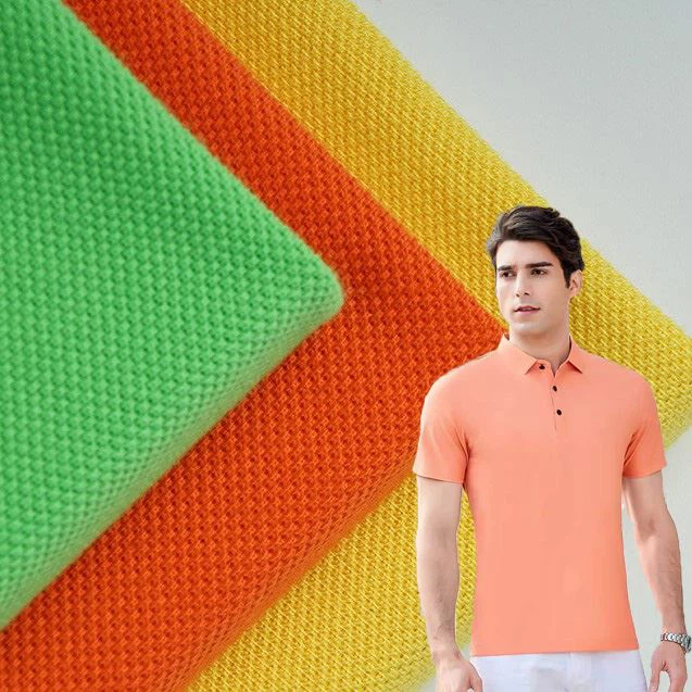 Customization Sportswear Knitted Single Side Pique 100%Cotton Mesh Fabric Polo Shirt Golf Polo Shirt Breathable